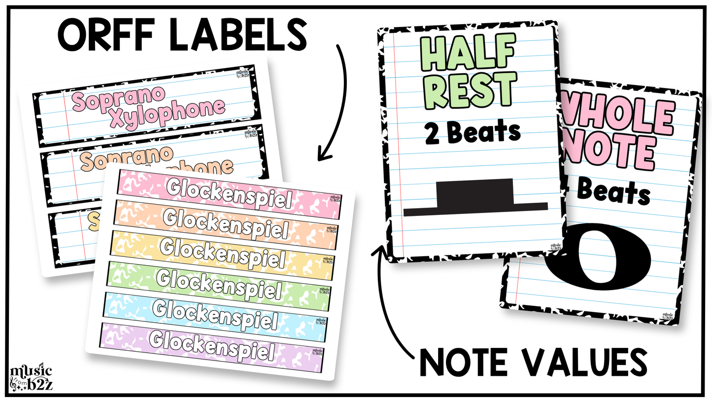 Pastel Composition Music Classroom Decor BUNDLE Music Posters Bulletin Board
