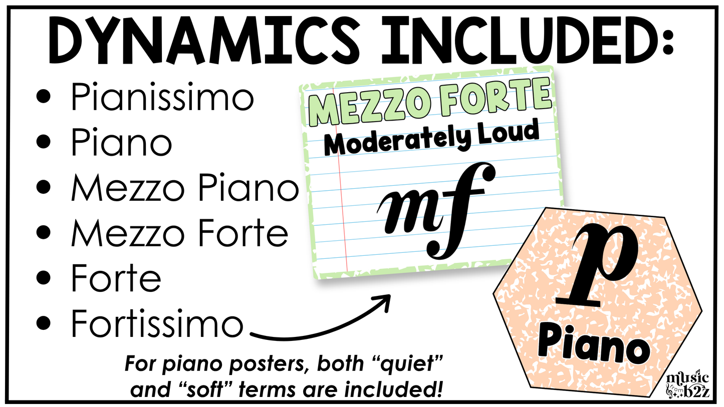 Pastel Composition Music Symbols & Dynamics Posters Elementary Music Classroom Decor