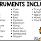 Bright Instrument Families of the Orchestra Posters Elementary Music Classroom Decor