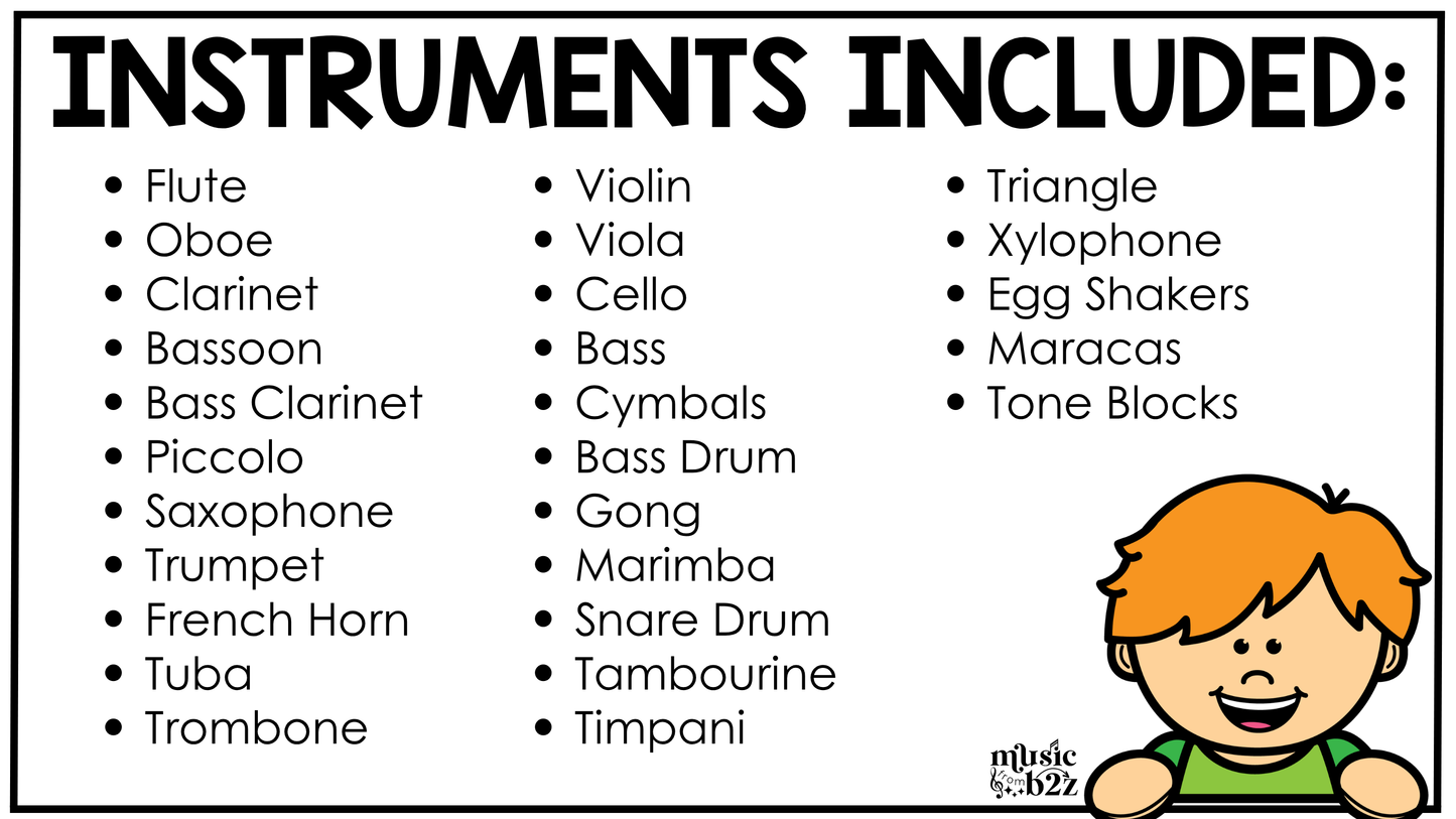 Bright Instrument Families of the Orchestra Posters Elementary Music Classroom Decor
