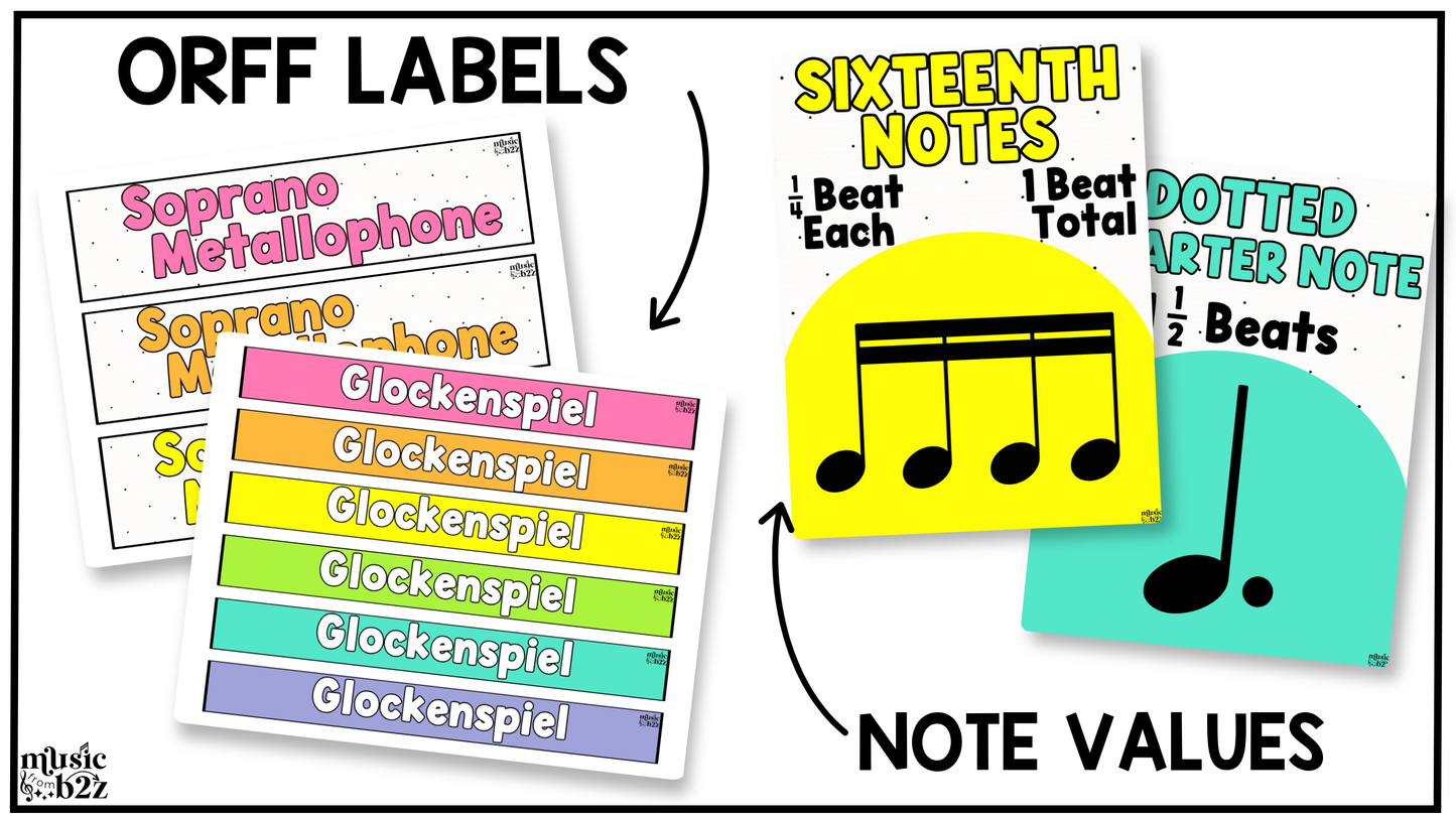 Bright Music Classroom Decor BUNDLE Music Posters Bulletin Board