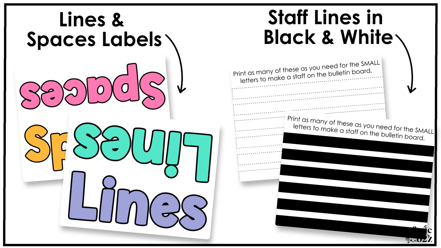 Bright Treble Clef Bulletin Board Music Classroom Decor Lines & Spaces