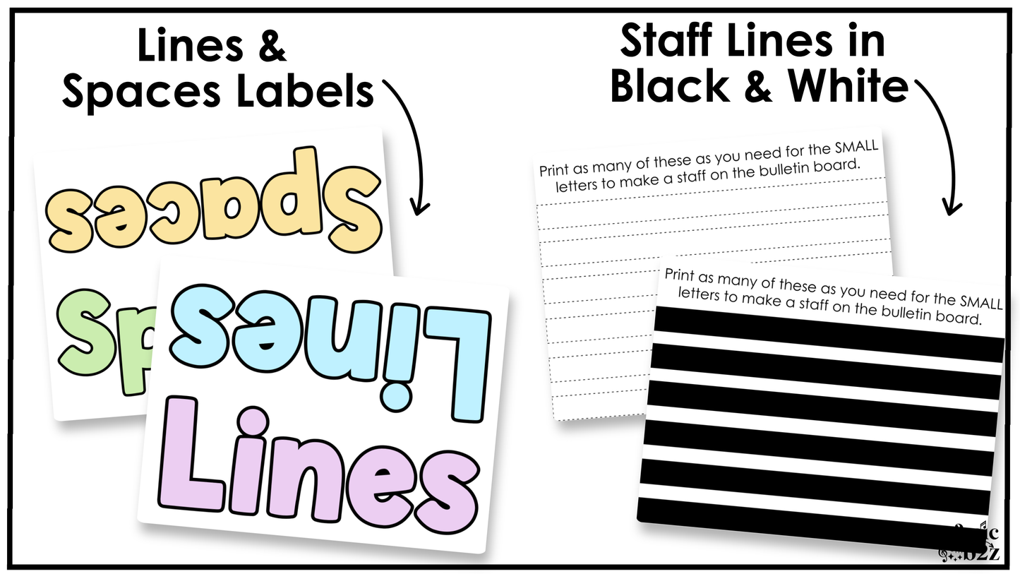 Pastel Treble Clef Bulletin Board Music Classroom Decor Lines & Spaces