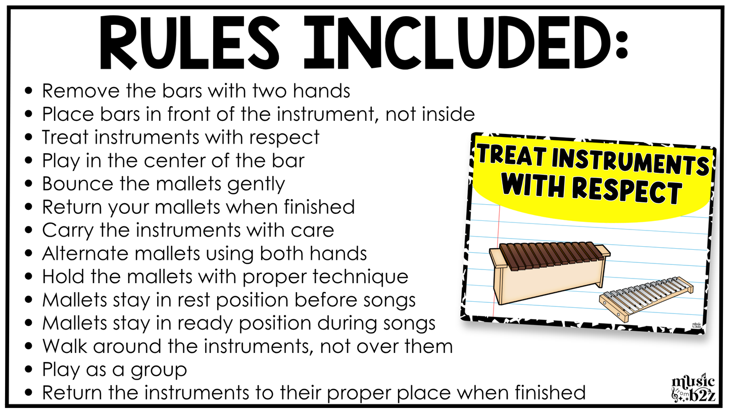 Bright Composition Notebook Orff Instrument Rules & Setups Posters Elementary Music Classroom Decor (Copy)