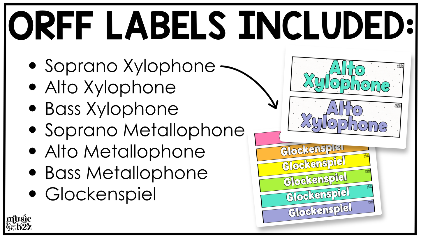 Bright Orff Instrument Labels Elementary Music Classroom Decor Music Posters