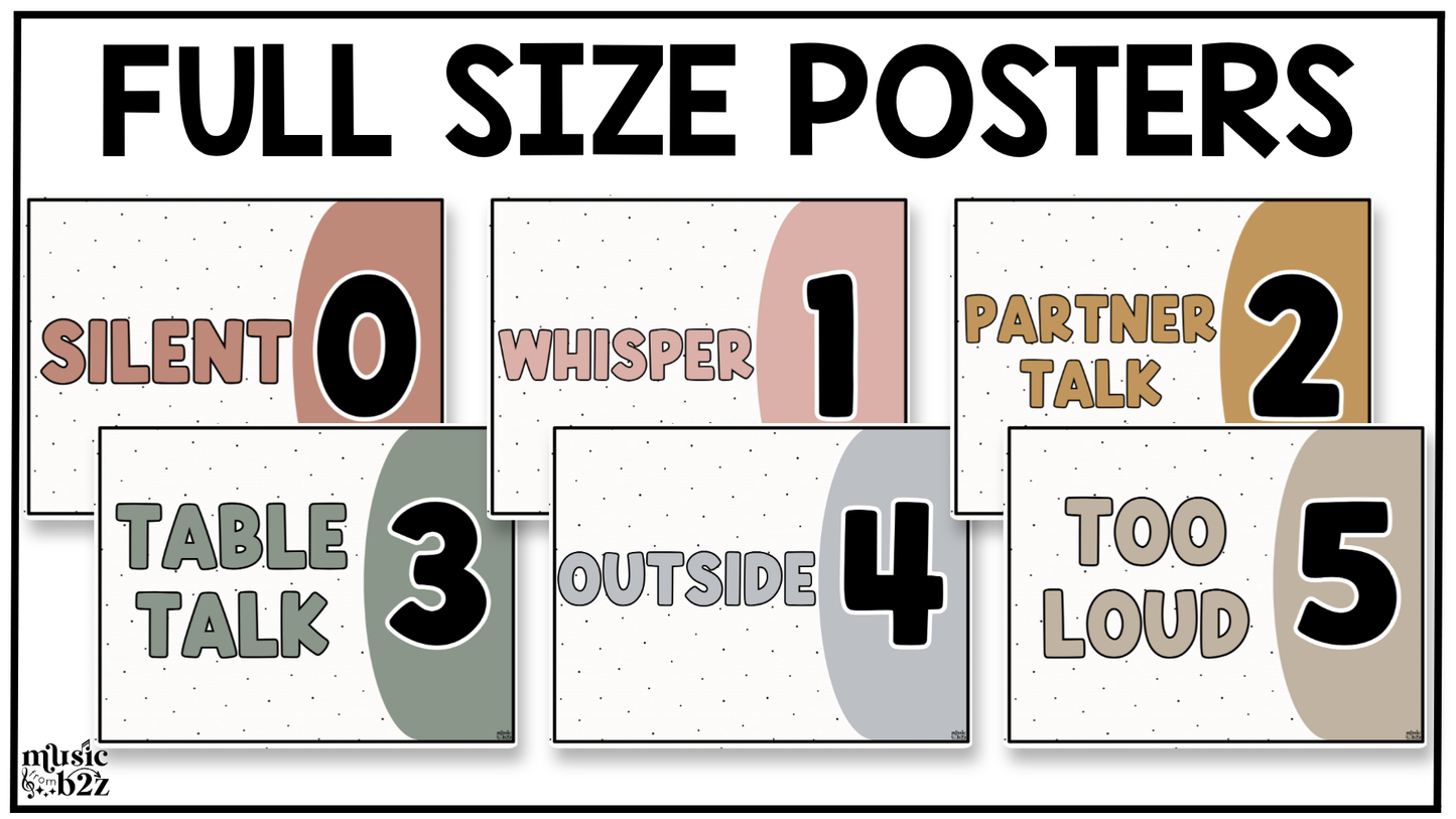 Neutral Voice Level Volume Chart Posters Elementary Music Classroom Decor