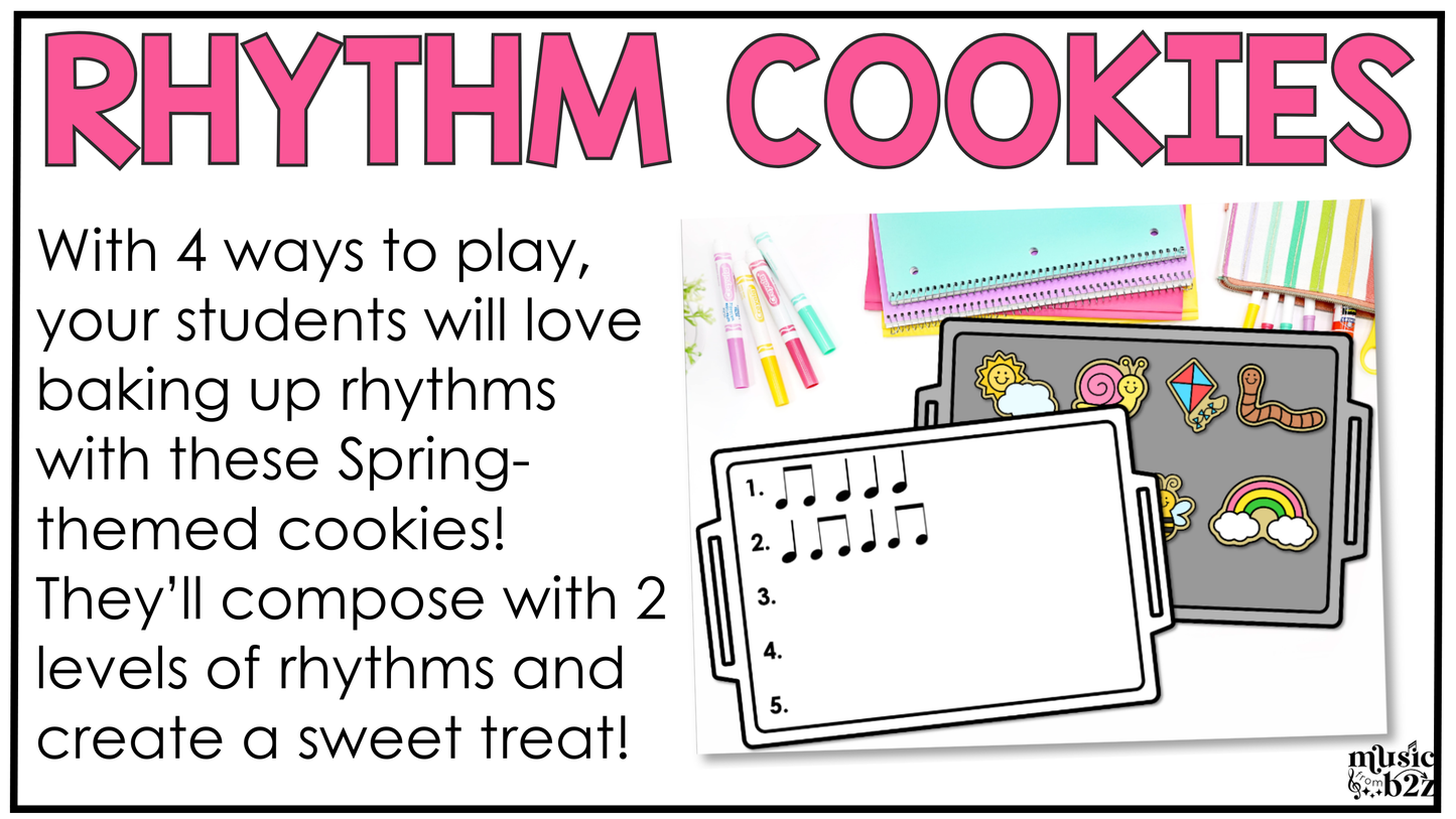 Spring Music Centers BUNDLE Rhythm Worksheets Spring Music Games
