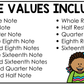 Bright Note Value Posters Rhythm Durations Elementary Music Classroom Decor
