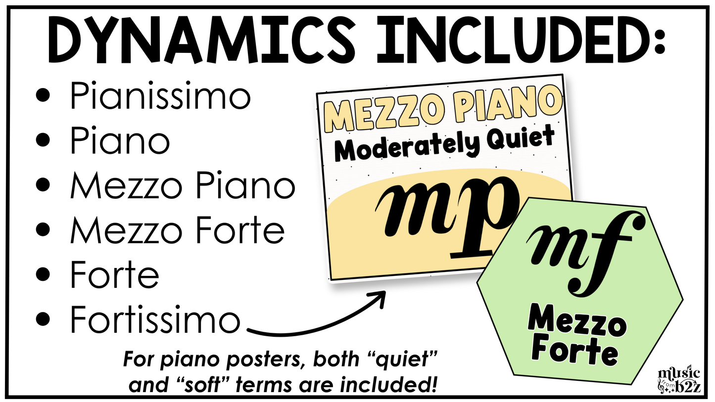 Pastel Music Symbols & Dynamics Posters Elementary Music Classroom Decor