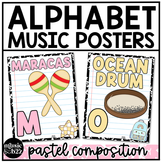 Pastel Composition Notebook Music Alphabet Posters Music Classroom Decor