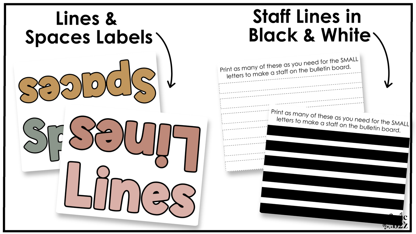 Neutral Treble Clef Bulletin Board Music Classroom Decor Lines & Spaces