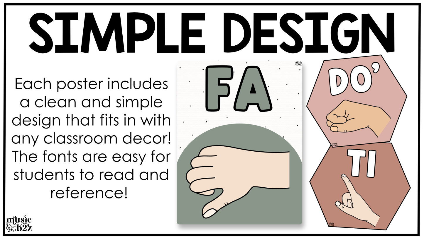 Neutral Solfege Hand Signs Posters Curwen Elementary Music Classroom Decor