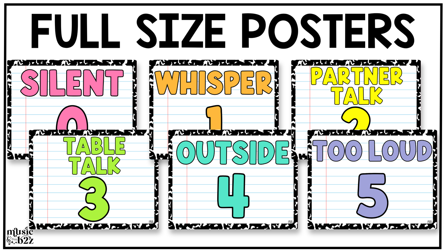 Bright Composition Voice Level Volume Chart Posters Elementary Music Classroom Decor