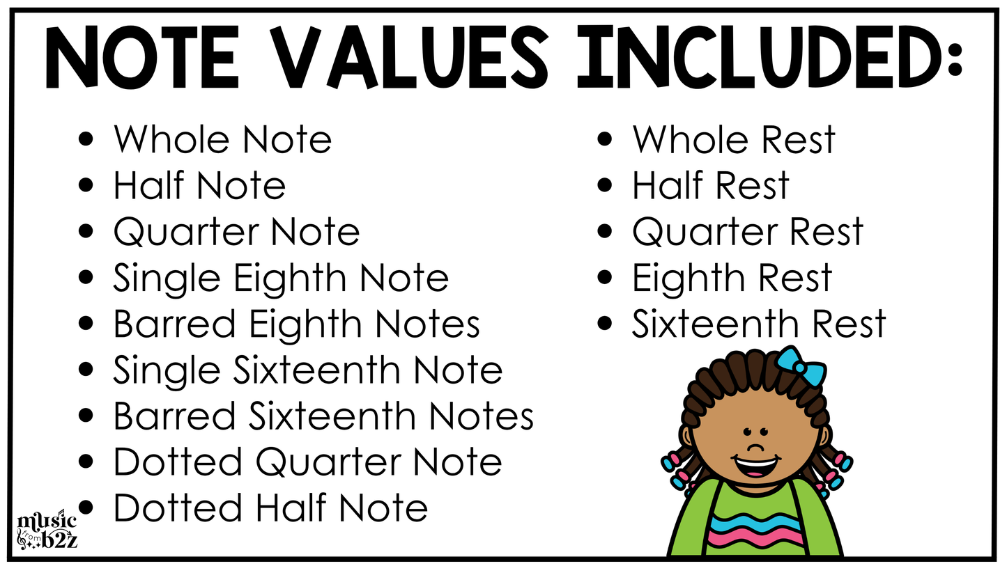 Pastel Note Value Posters Rhythm Durations Elementary Music Classroom Decor