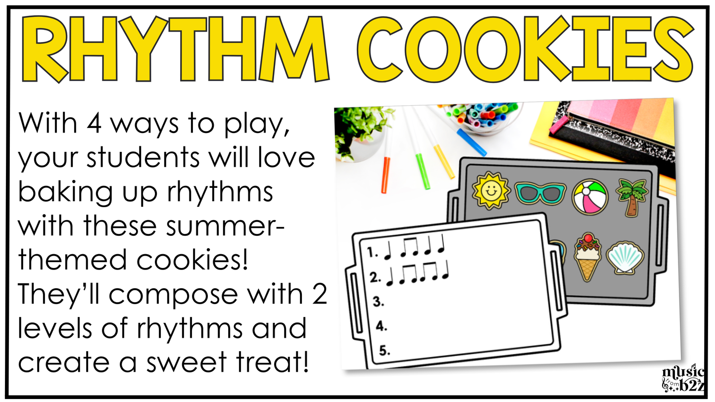 Summer Music Centers BUNDLE Rhythm Worksheets Summer Music Games