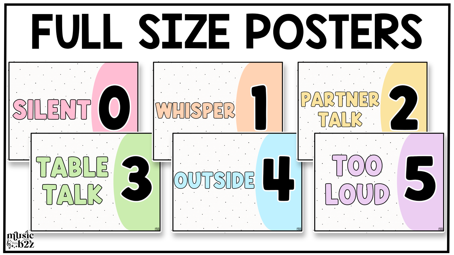 Pastel Voice Level Volume Chart Posters Elementary Music Classroom Decor
