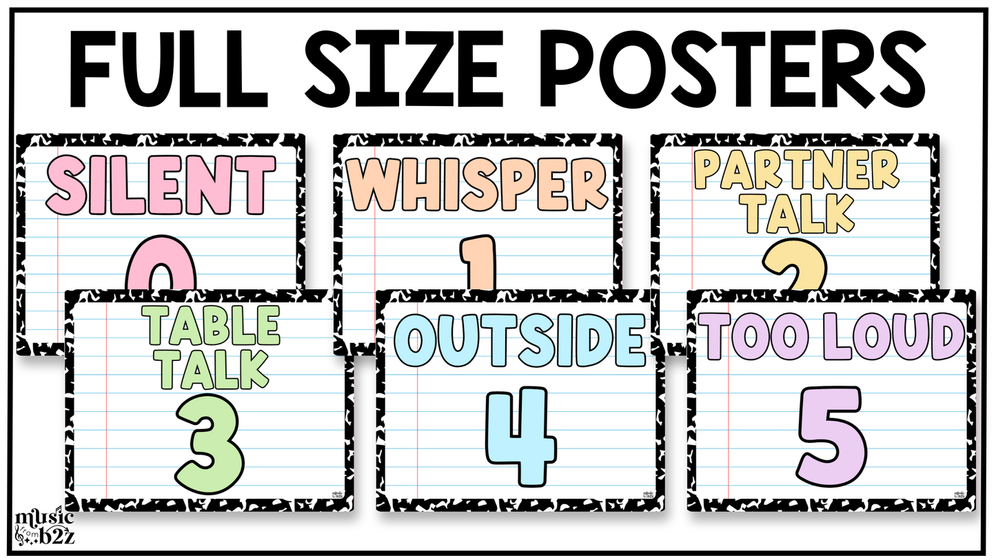 Pastel Composition Voice Level Volume Chart Posters Elementary Music Classroom Decor