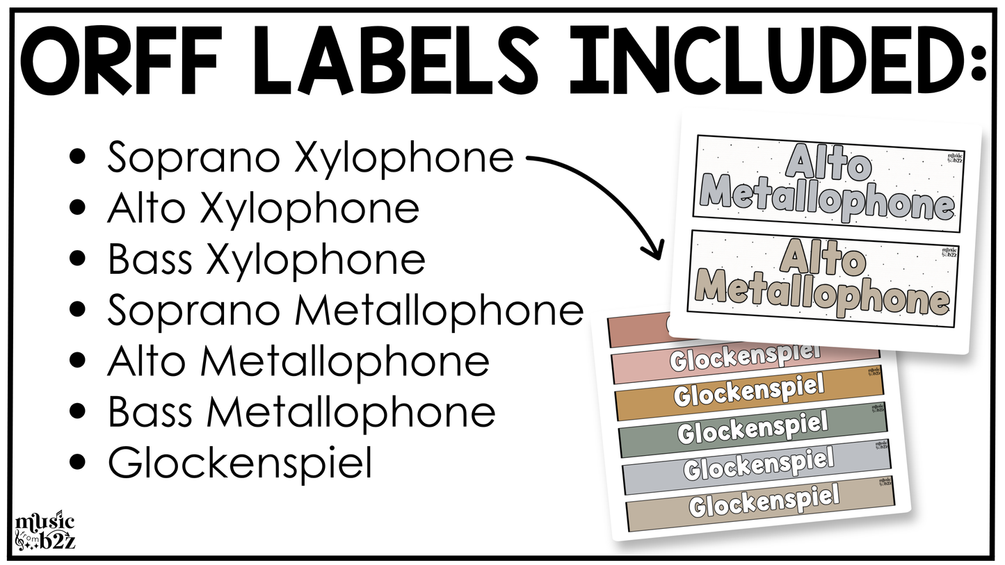 Neutral Orff Instrument Labels Elementary Music Classroom Decor Music Posters