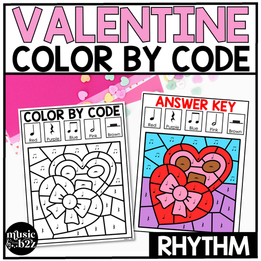 Valentine's Day Music Coloring Pages Rhythm Worksheets Music Color by Note