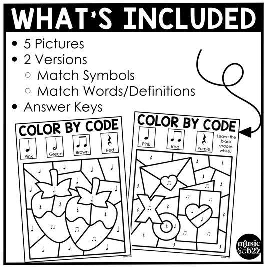 Valentine's Day Music Coloring Pages Rhythm Worksheets Music Color by Note