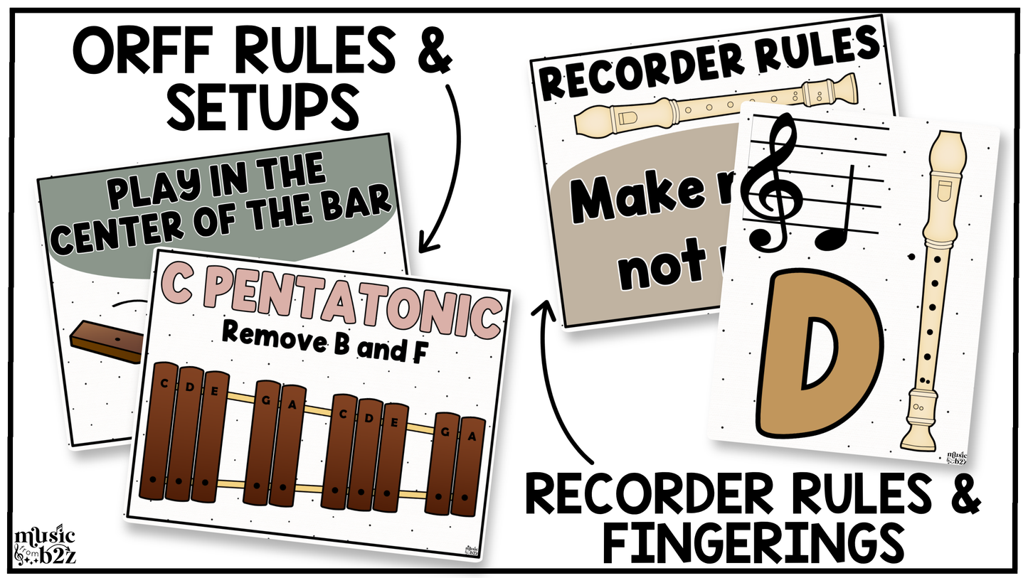 Neutral Music Classroom Decor BUNDLE Music Posters Bulletin Board