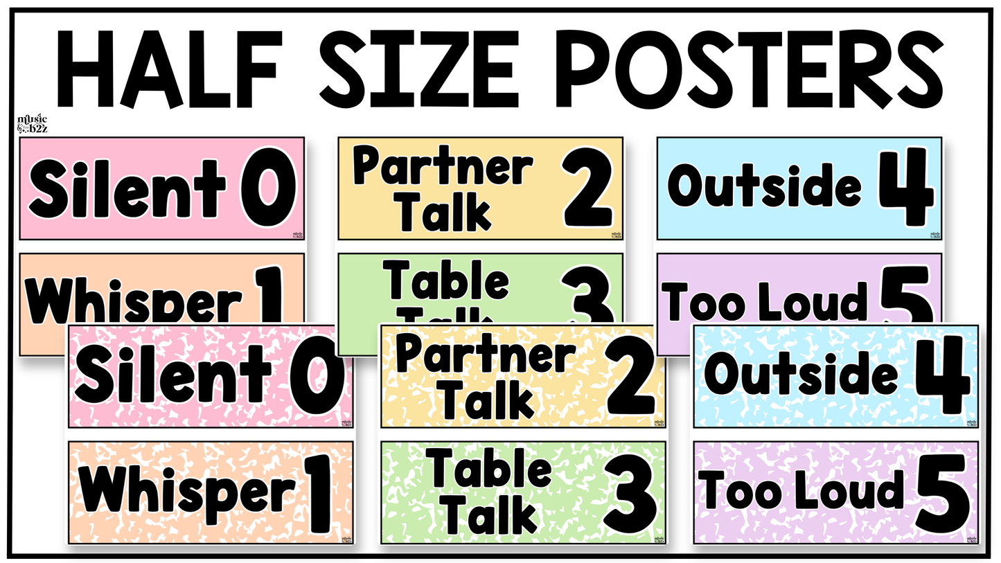 Pastel Composition Voice Level Volume Chart Posters Elementary Music Classroom Decor