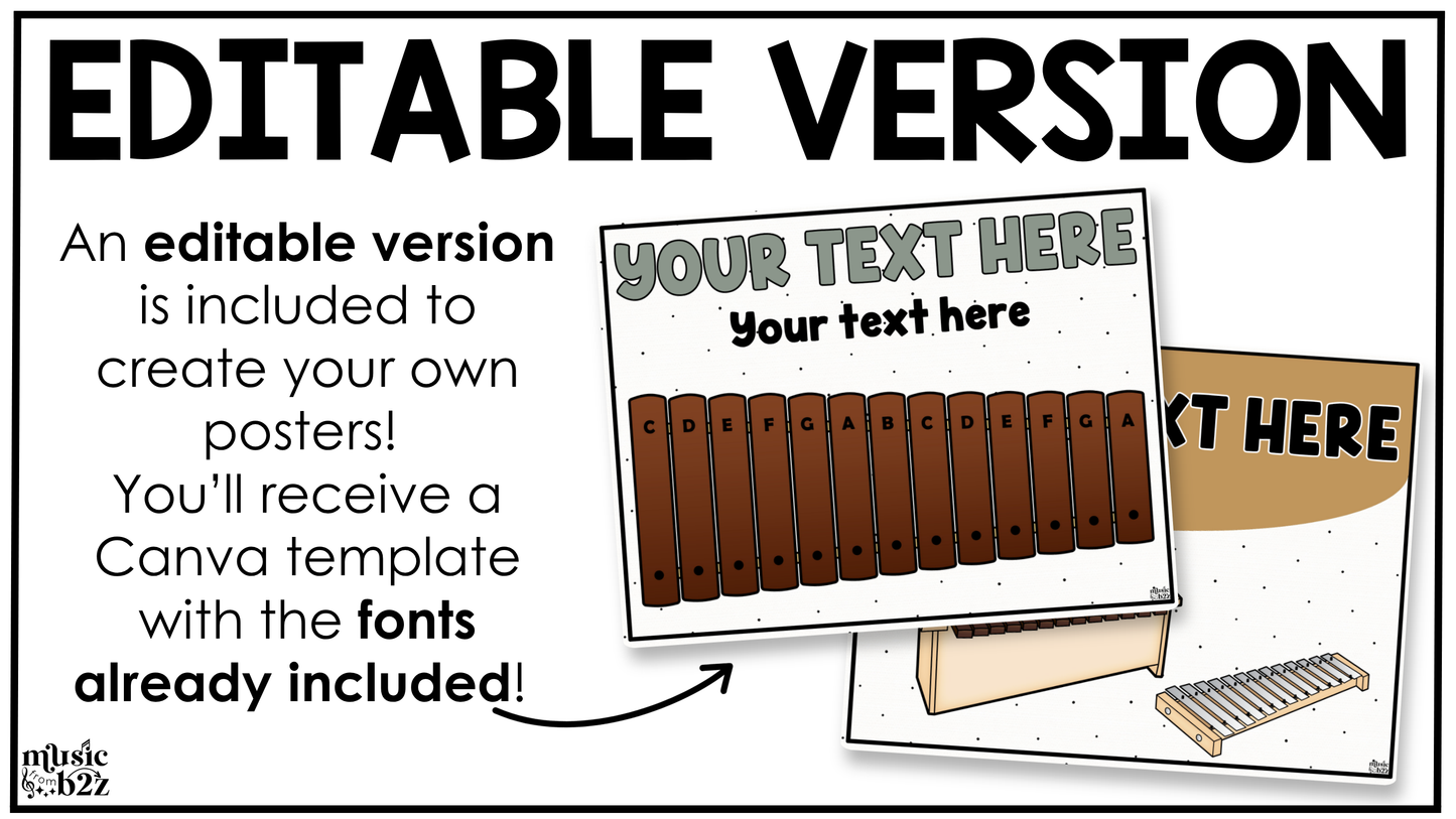 Neutral Orff Instrument Rules & Setups Posters Elementary Music Classroom Decor