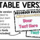 Bright Composition Recorder Fingering Charts & Rules Posters Music Classroom Decor
