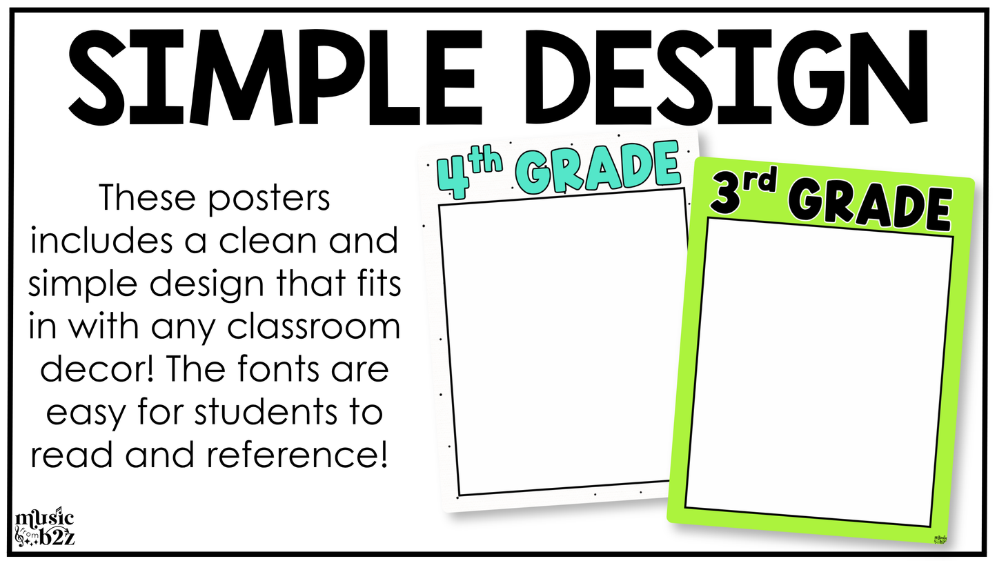 Bright Week in Focus Wall I Can Posters Elementary Music Classroom Decor
