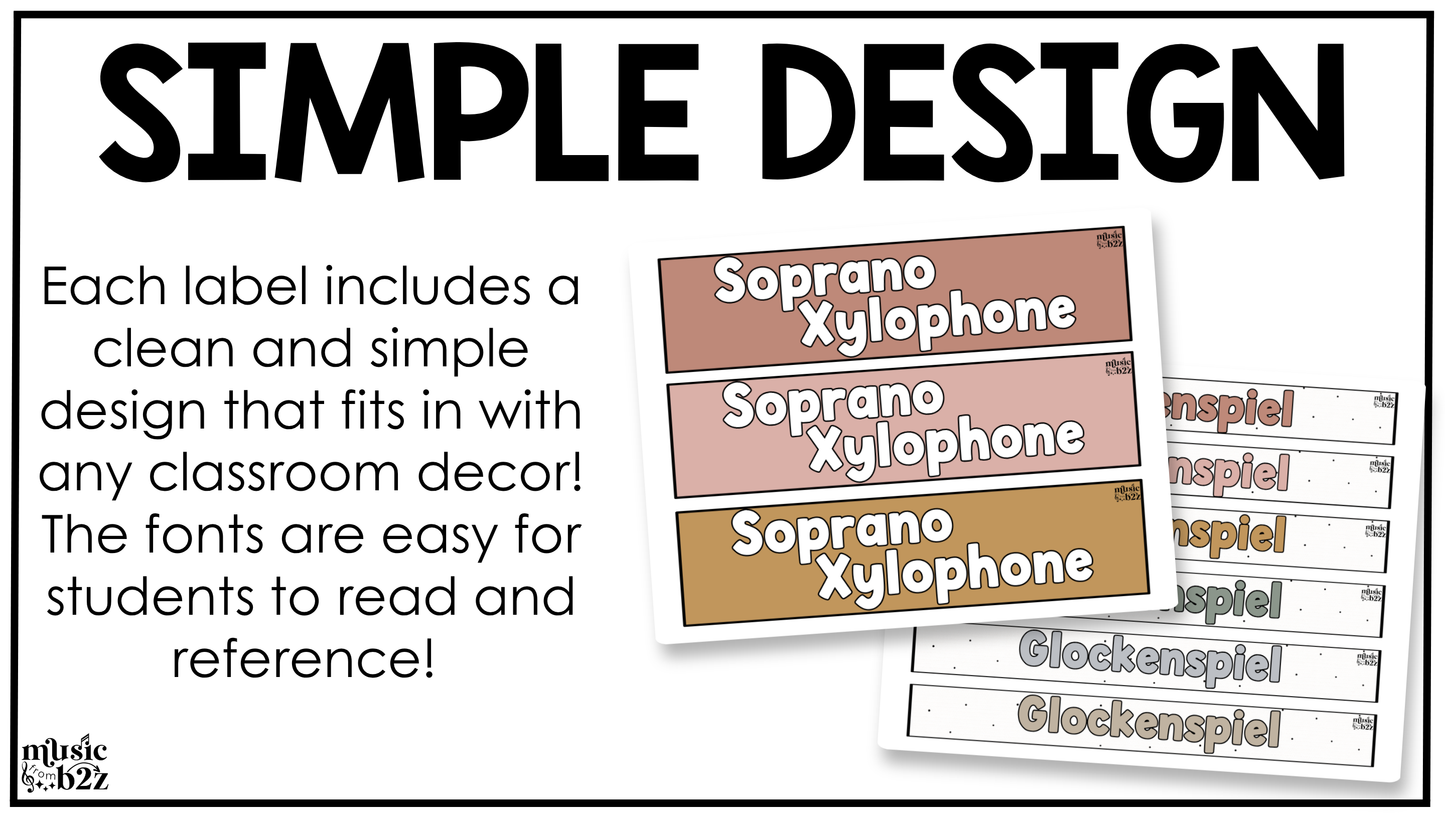 Neutral Orff Instrument Labels Elementary Music Classroom Decor Music Posters