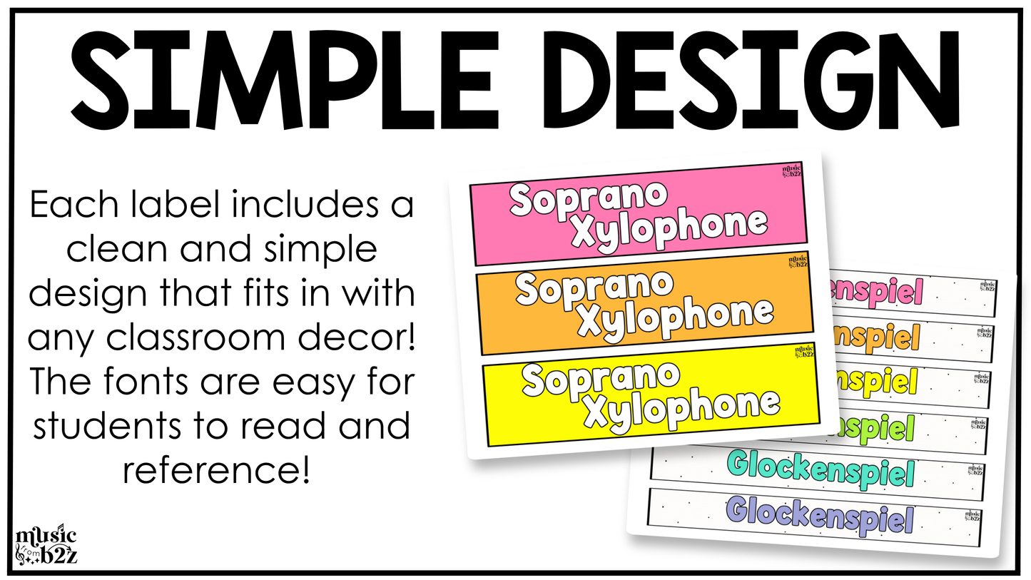 Bright Orff Instrument Labels Elementary Music Classroom Decor Music Posters