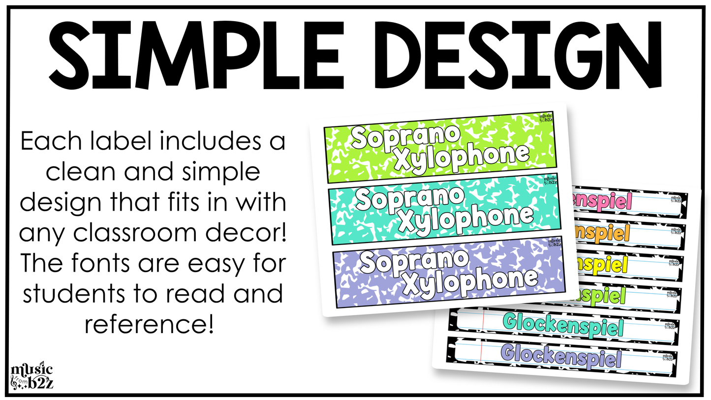 Bright Composition Orff Instrument Labels Elementary Music Classroom Decor Music Posters