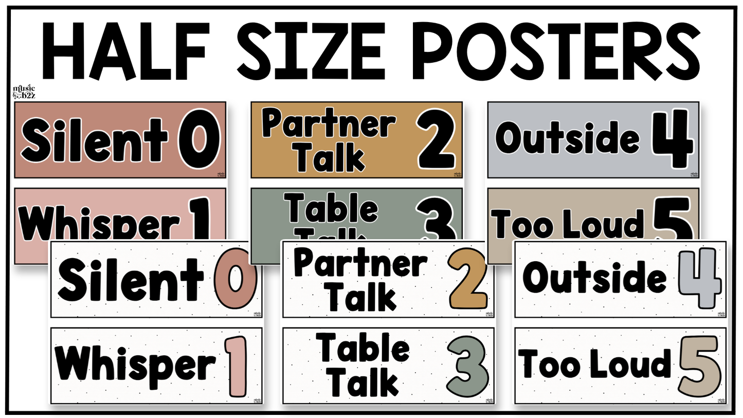 Neutral Voice Level Volume Chart Posters Elementary Music Classroom Decor
