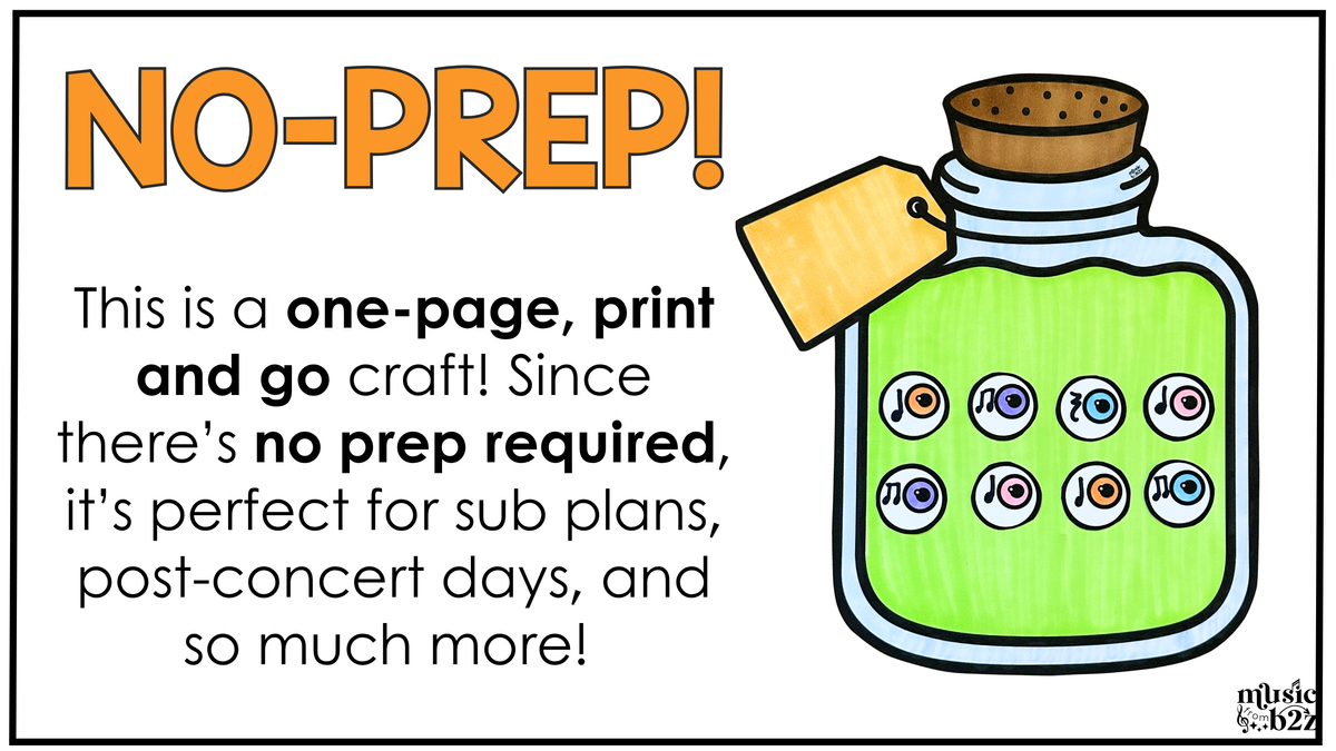 Halloween Music Craft Music Bulletin Board Elementary Music Rhythm Sub Plans