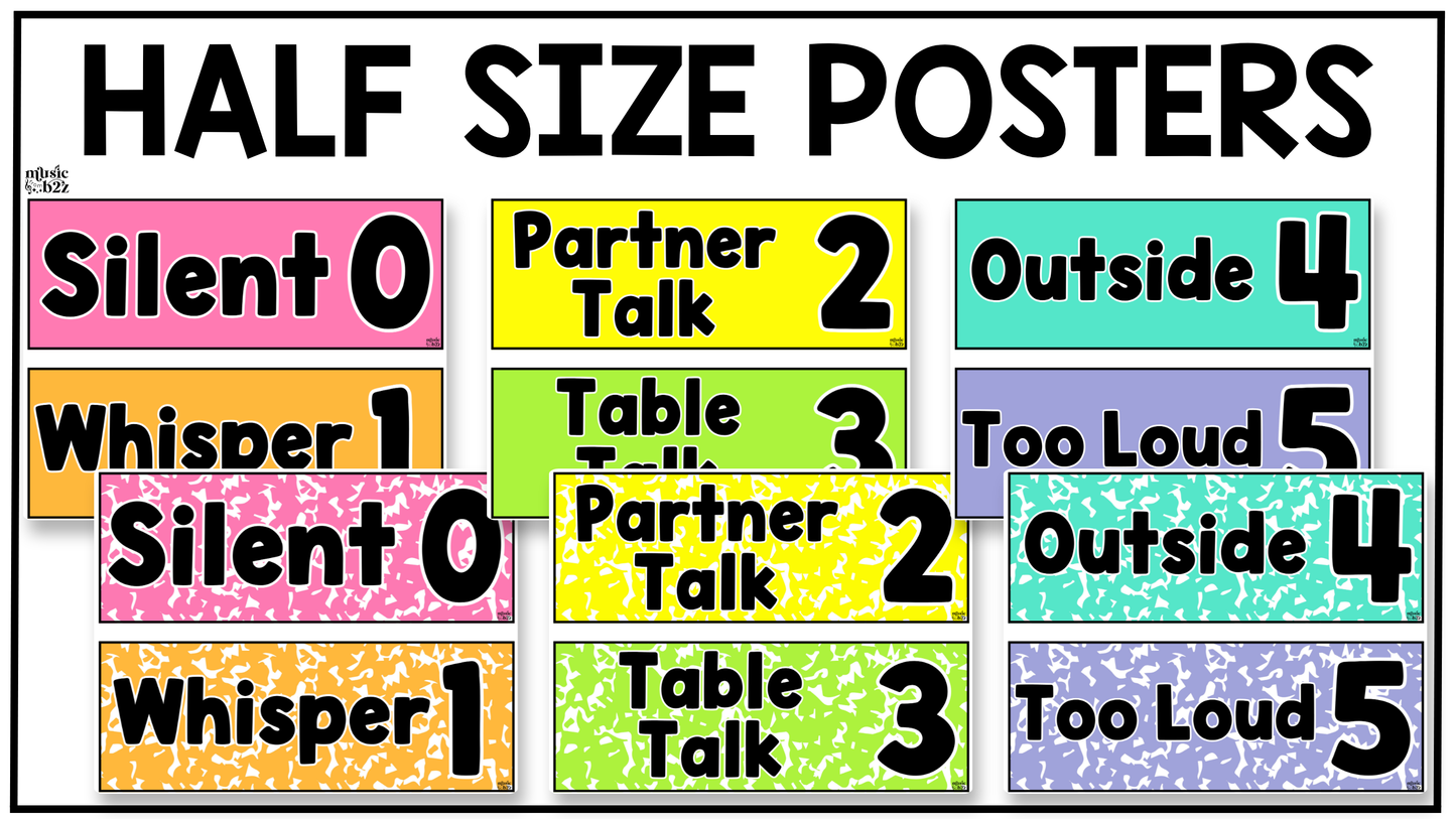 Bright Composition Voice Level Volume Chart Posters Elementary Music Classroom Decor