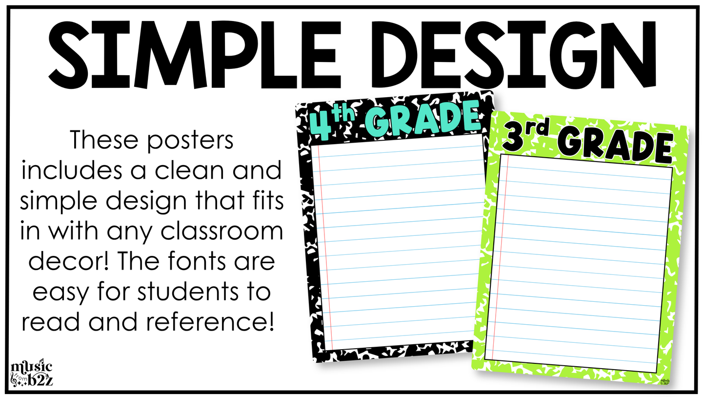 Bright Composition Week in Focus Wall I Can Posters Elementary Music Classroom Decor