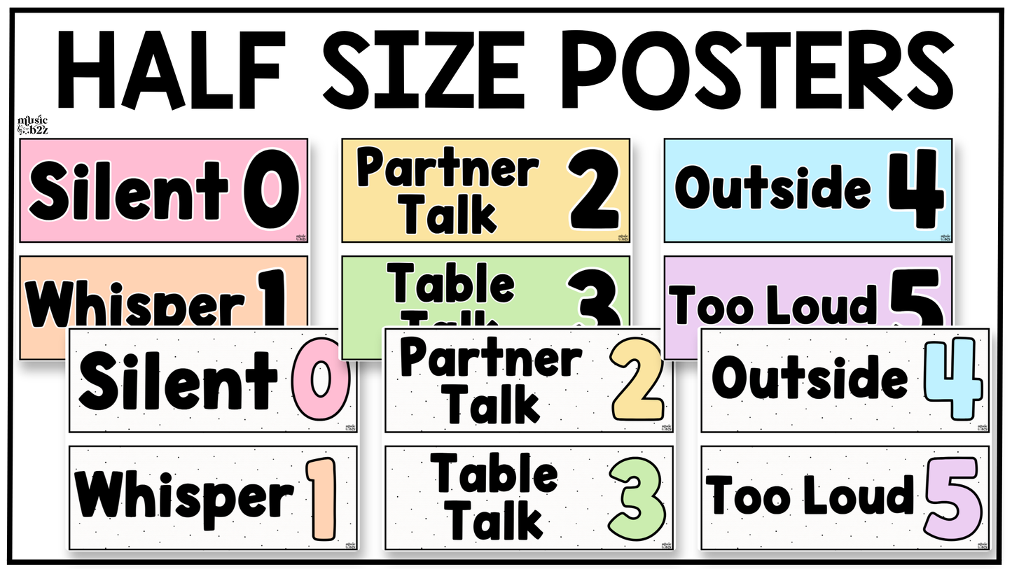 Pastel Voice Level Volume Chart Posters Elementary Music Classroom Decor