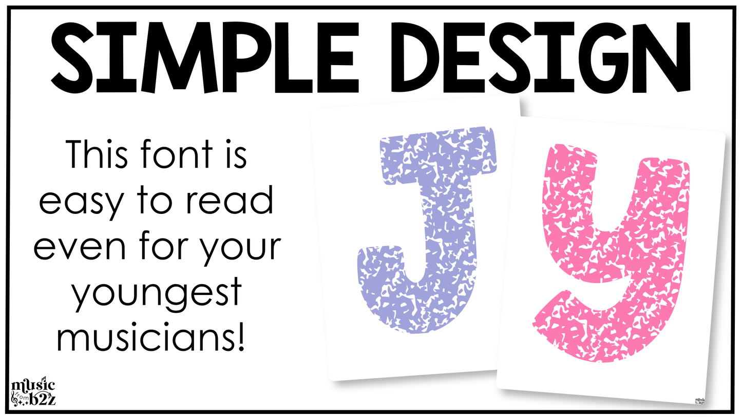 Bright Composition Bulletin Board Letters Numbers Symbols Elementary Music Classroom Decor
