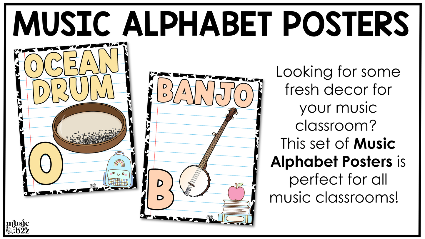 Pastel Composition Notebook Music Alphabet Posters Music Classroom Decor