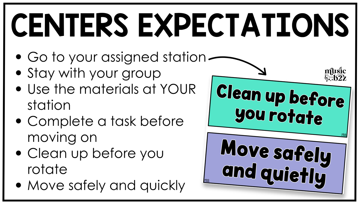 Bright Music Rules & Expectations Posters Elementary Music Classroom Decor