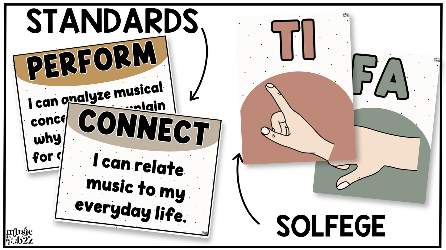 Neutral Music Classroom Decor BUNDLE Music Posters Bulletin Board