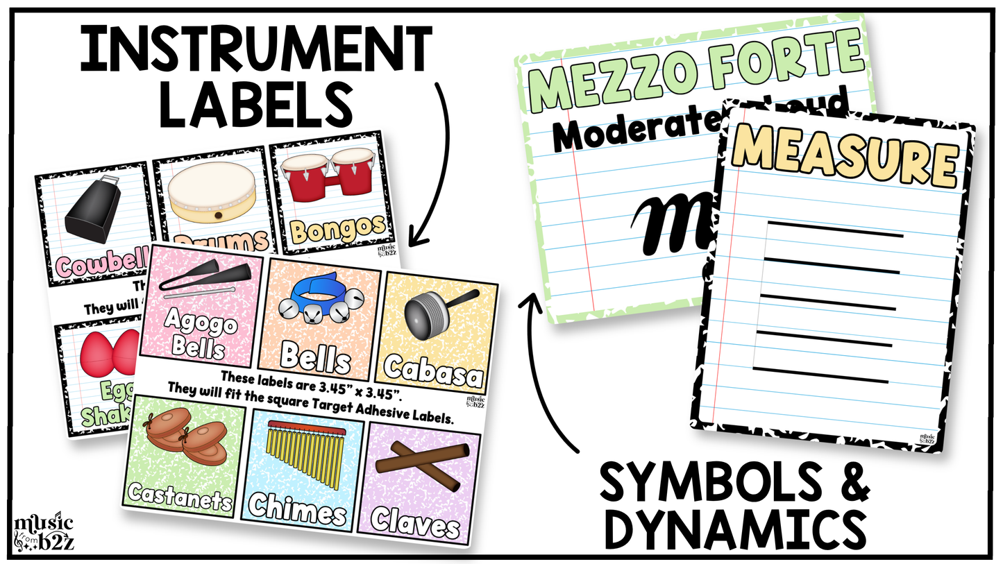 Pastel Composition Music Classroom Decor BUNDLE Music Posters Bulletin Board