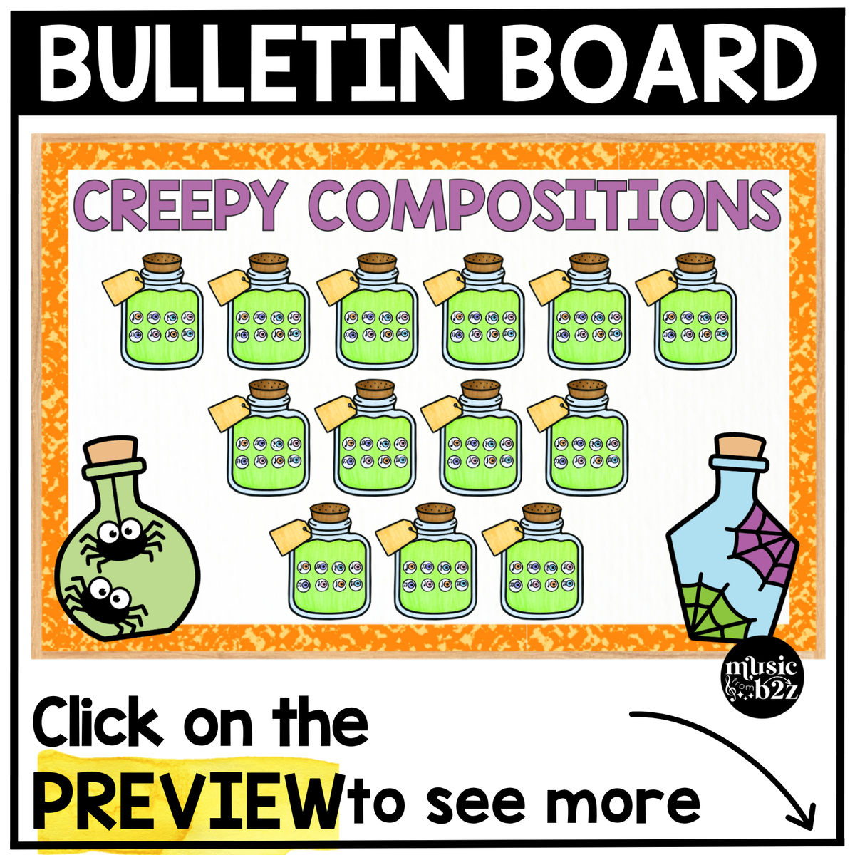 Halloween Music Craft Music Bulletin Board Elementary Music Rhythm Sub Plans