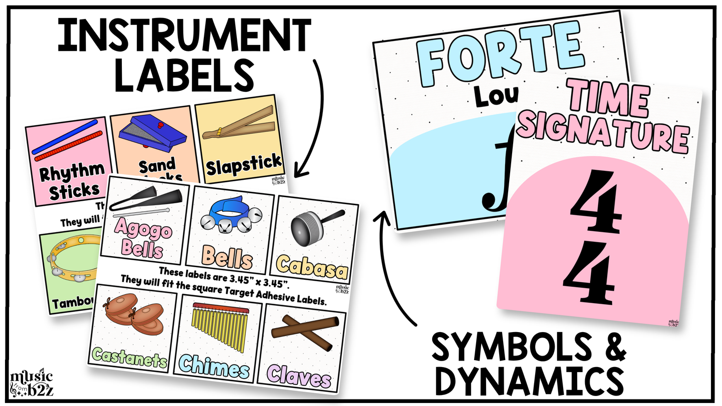 Pastel Music Classroom Decor BUNDLE Music Posters Bulletin Board