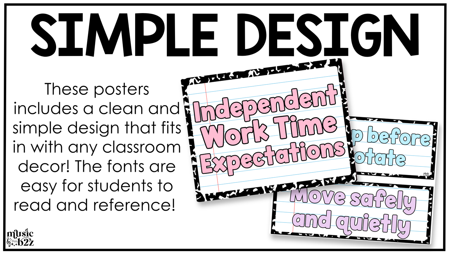 Pastel Composition Music Rules & Expectations Posters Elementary Music Classroom Decor