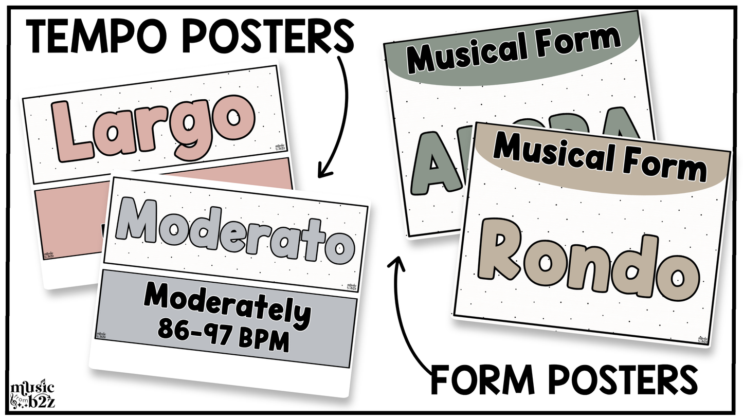 Neutral Music Classroom Decor BUNDLE Music Posters Bulletin Board