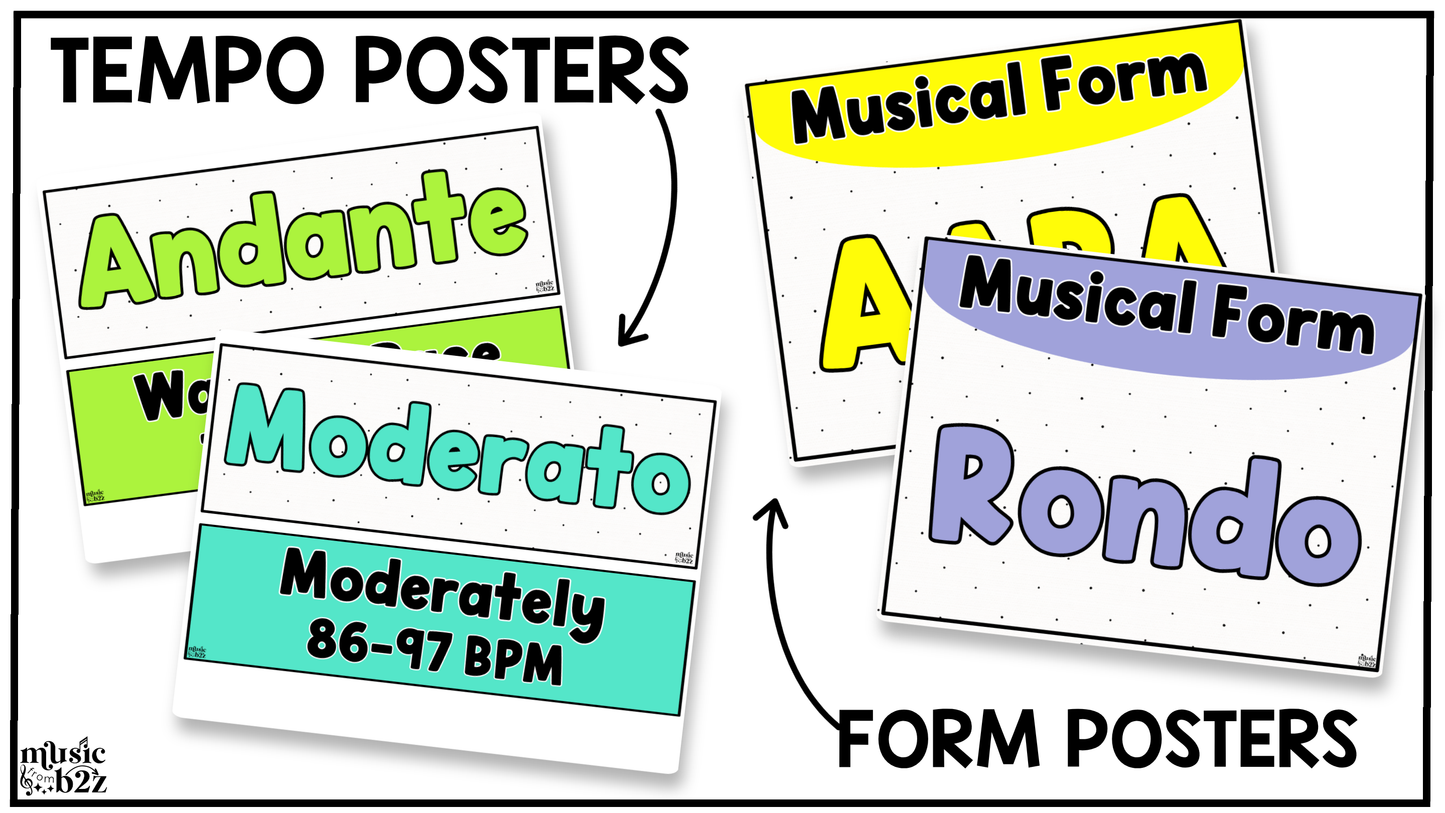 Bright Music Classroom Decor BUNDLE Music Posters Bulletin Board