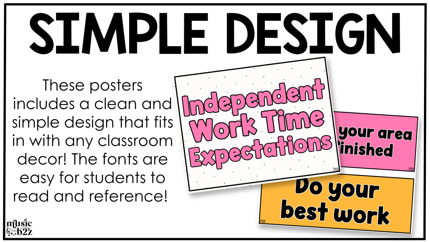 Bright Music Rules & Expectations Posters Elementary Music Classroom Decor