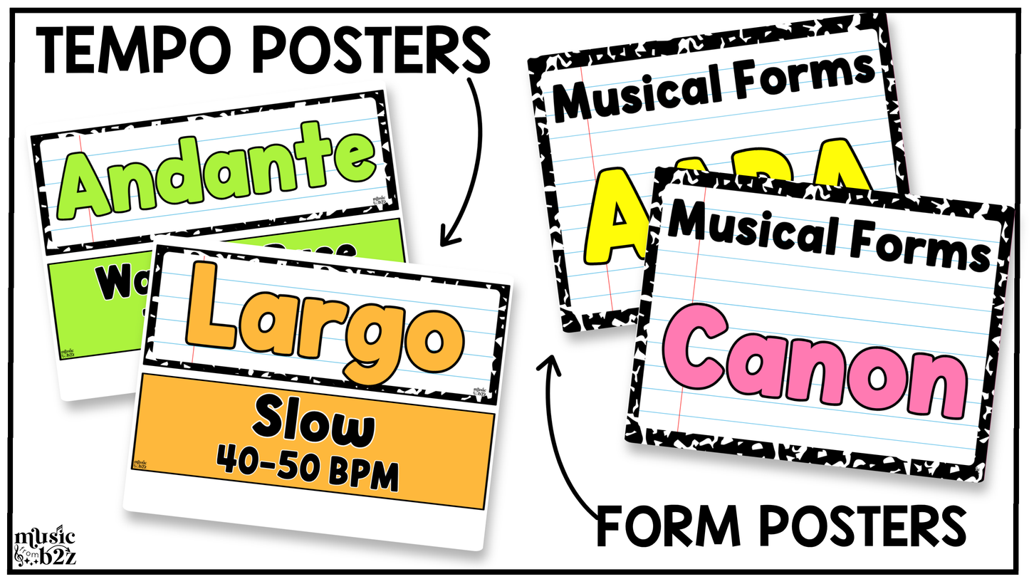 Bright Composition Music Classroom Decor BUNDLE Music Posters Bulletin Board