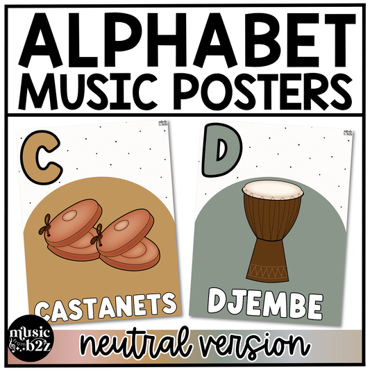Neutral Music Alphabet Posters Music Classroom Decor Instrument Music Posters